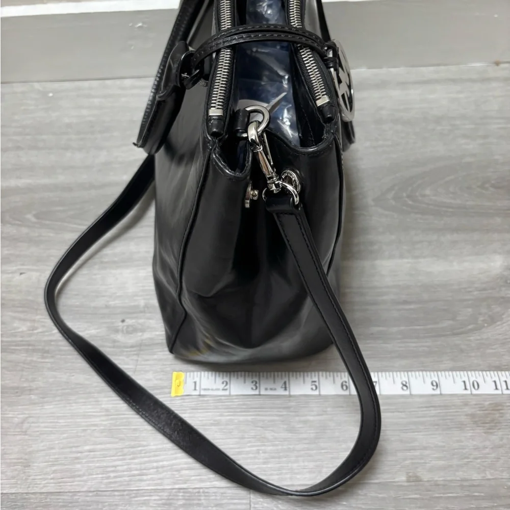 Michael Kors Black Leather Tote with Silver Charm